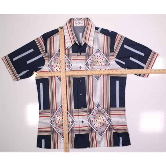 Alan Stuart Vintage 60's 70's Print Design Short Sleeve Button-Up Shirt Large - Picture 3 of 8